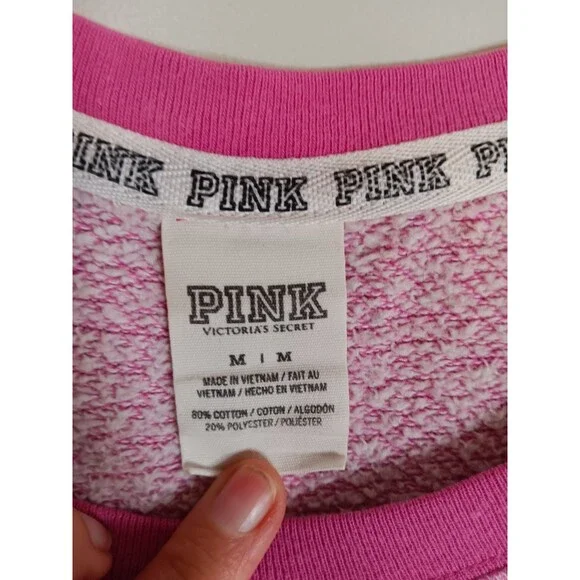 Pink By Victoria's Secret Graphic Print Pullover Sweatshirt Sz Medium Snowflake - Picture 2 of 4